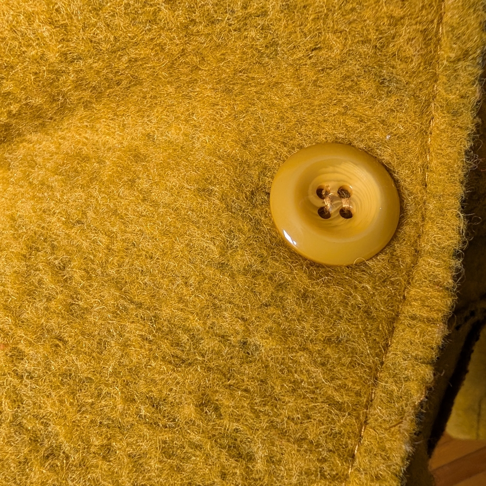 🇮🇹 Beautiful Textured Mustard Yellow Single-Button Blazer Jacket - S - Picture 6 of 12